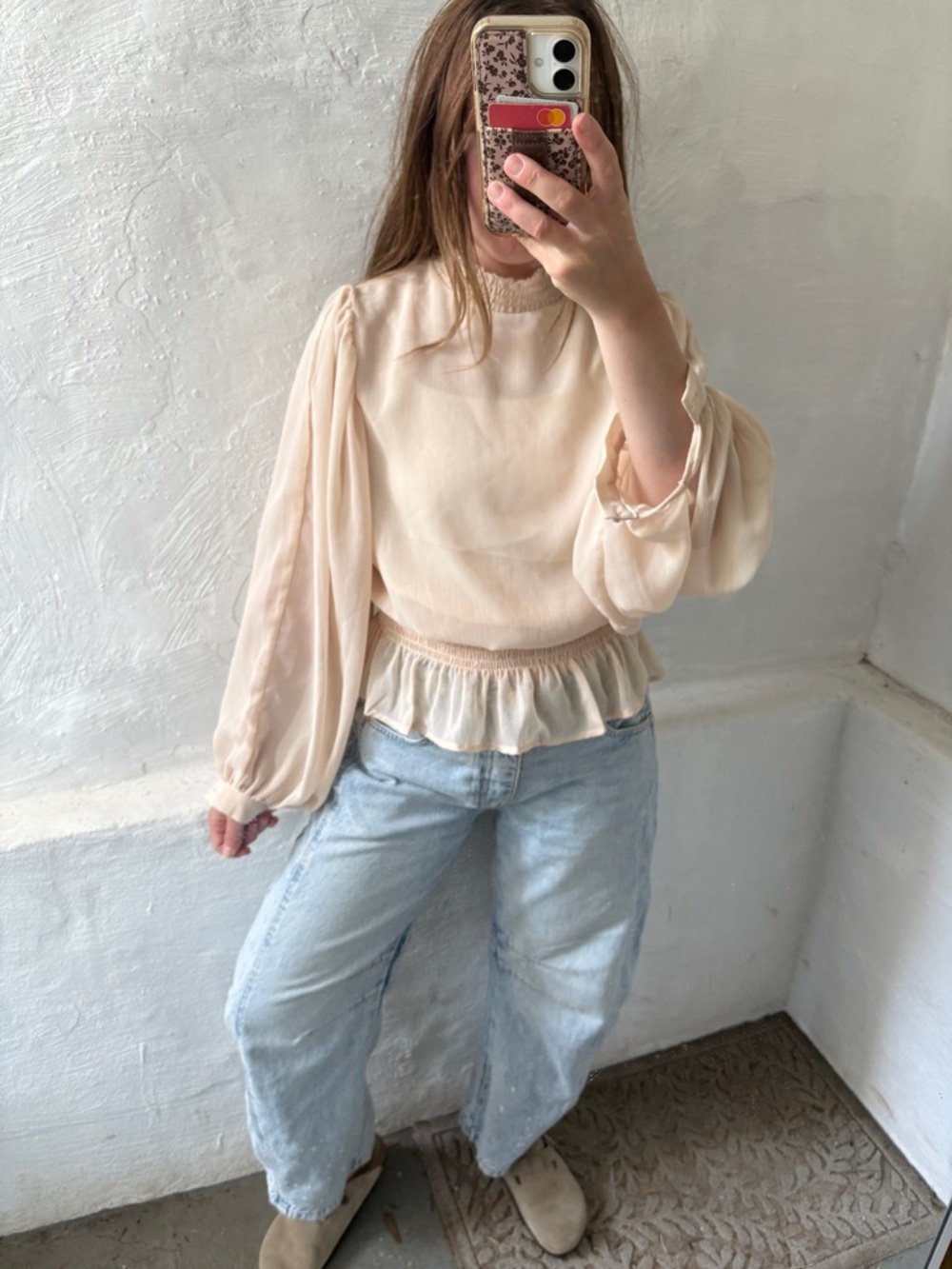 HYFVE Cream Smocked Long Sleeve Blouse - Picture 8 of 12
